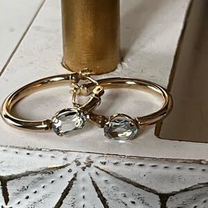 14k gold aquamarine hoops